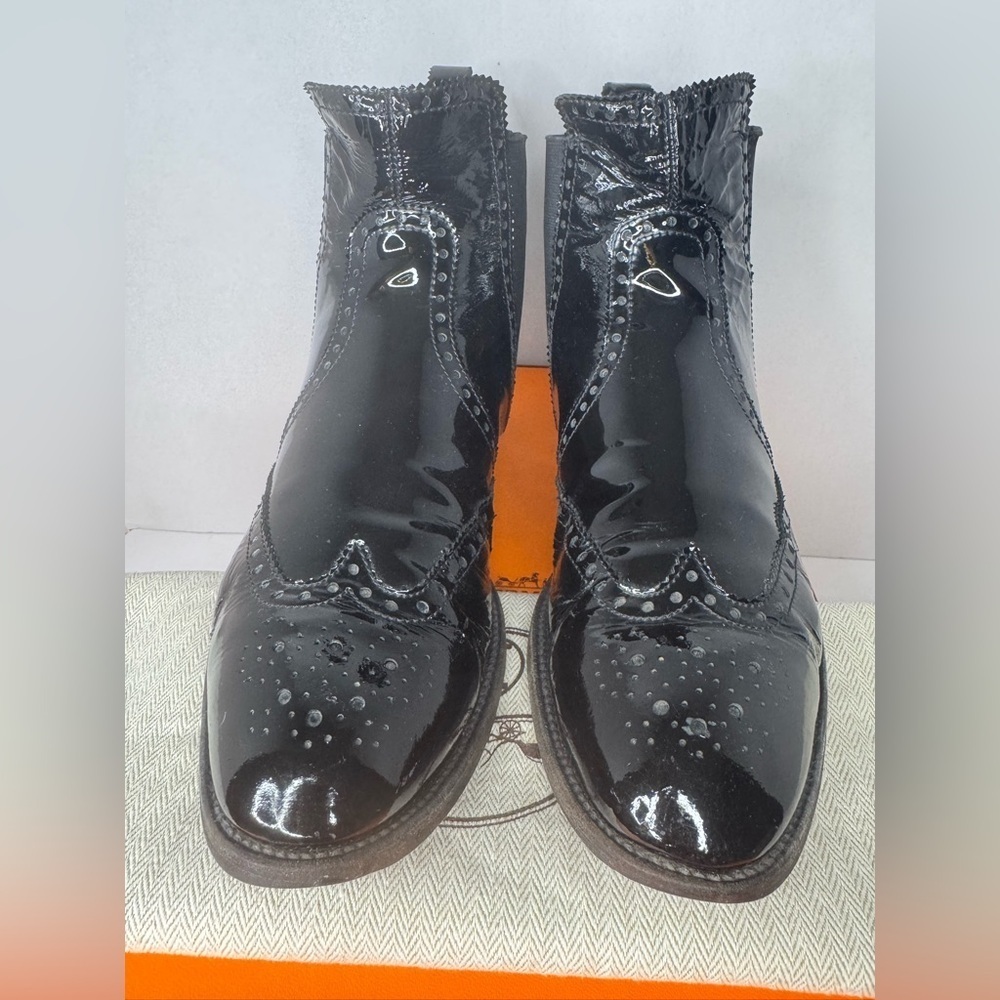 Vintage Hermes Brighton Boots Chelsea Ankle Boots Size 38.
